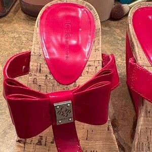 BCBGeneration Red Cork Mules with Bow